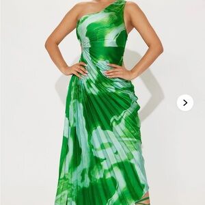 Luxxel Vibrant Green One-Shoulder Dress